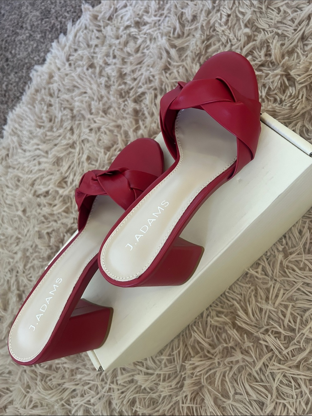 J. Adams Red Braided Slide Mules